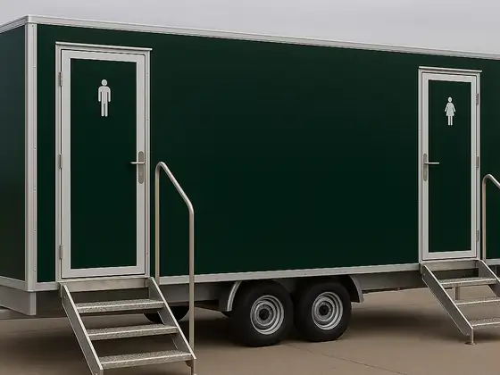Luxury toilet trailer hire, luxury portable restrooms for weddings